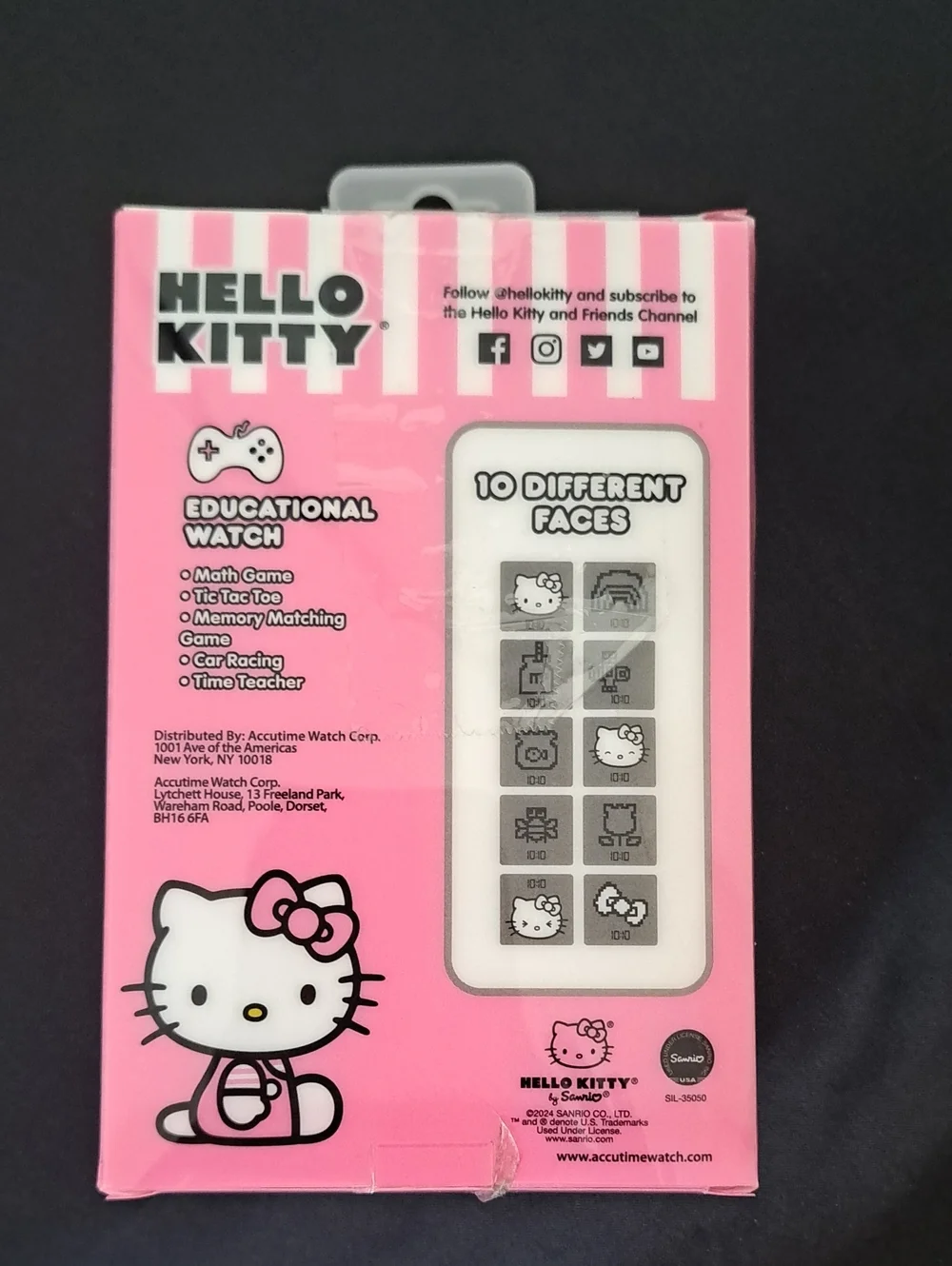 Hello Kitty Pink Kids Educational Watch with Character Face